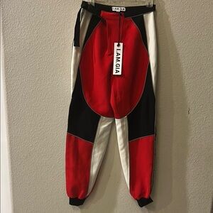 I.AM.GIA Red Black White Colorblock Track Pants